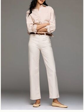 PAIGE Anessa Straight-Leg Jeans in Cream Stripe